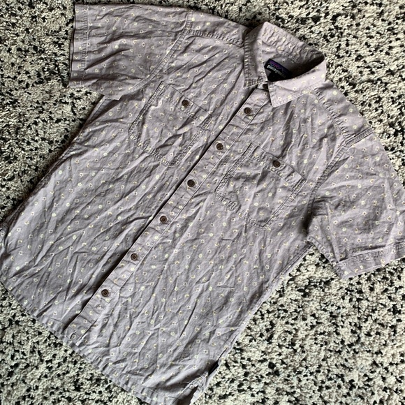 Patagonia Hemp Organic Cotton Blend Daisy Lemon Print Short Sleeve Shirt Small - Picture 3 of 16